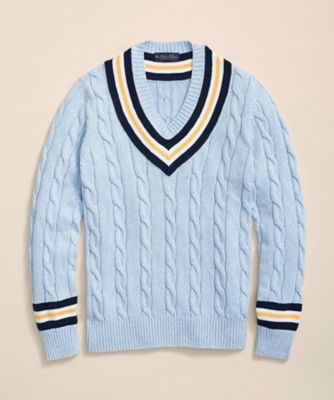 コットン ケーブル Vネックテニスセーター | Brooks Brothers