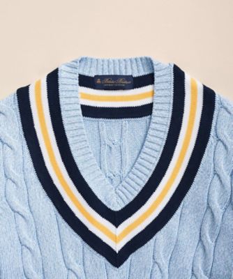 コットン ケーブル Vネックテニスセーター | Brooks Brothers