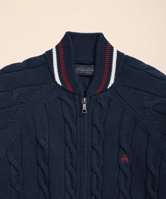 ブルックスブラザーズ ドライバーズニット M ベージュ セーター フルジップ 美品 Brooks Brothers ブルックスブラザーズ ケーブル編み