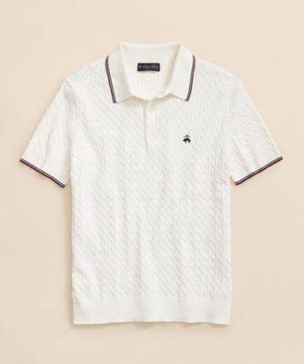 ＜Brooks Brothers＞コットン　ケーブル　ＧＦロゴ　テニス　ポロセーター