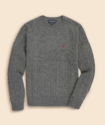 ラムズウール GFロゴ ケーブル クルーネックセーター | Brooks