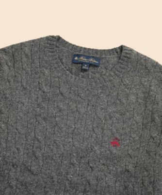 送料無料】ラムズウール GFロゴ ケーブル クルーネック