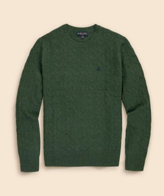 美品ブルックスブラザーズ コットンケーブルニット セーター　ロゴ刺繍ワンポイント VIS｜ワンポイント胸刺繍ケーブルニットプルオーバー | Rakuten