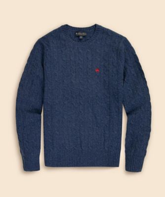 ラムズウール GFロゴ ケーブル クルーネックセーター | Brooks