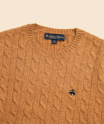 ラムズウール GFロゴ ケーブル クルーネックセーター | Brooks