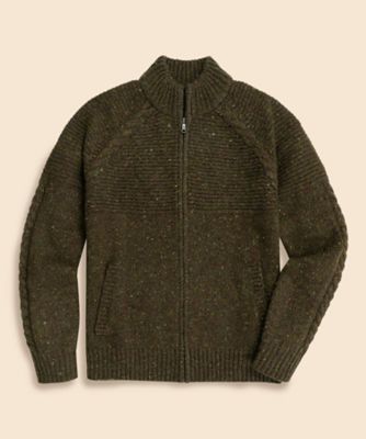 ウール ドネガル フルジップ モックネックセーター | Brooks Brothers