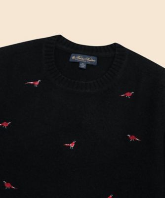 ウール フェザントエンブロイダリー クルーネックセーター | Brooks