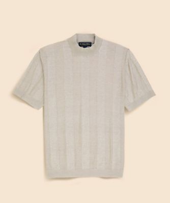JOHN SMEDLEY コットン モックネックプルオーバー 別注】JOHN SMEDLEY コットンボーダー モックネック