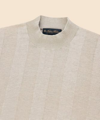 リネン ストライプ モックネック ショートスリーブセーター | Brooks