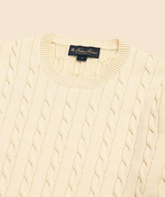 Brooks Brothers スーピマコットン セーター M アイボリー セール】 スーピマコットン ケーブル クルーネックセーター