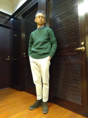 イギリス製 ブルックスブラザーズ M ネイビー ケーブル編み コットンニット リネン ケーブル クルーネック セーター | Brooks Brothers