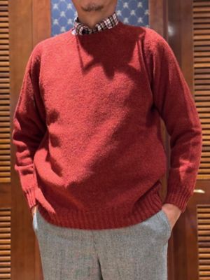 【美品】70s ブルックスブラザーズ シェットランドセーター ワインレッド XL シェットランドウール クルーネックセーター | Brooks Brothers