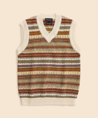 ウール フェアアイル Vネックベスト Made in UK | Brooks