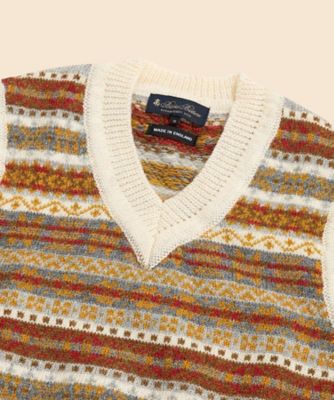 ウール フェアアイル Vネックベスト Made in UK | Brooks