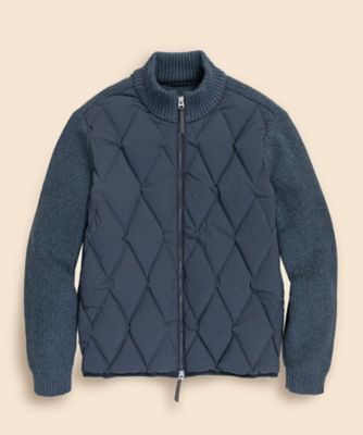 【送料無料】Brooks Brothers/ブルックス ブラザーズ ストレッチナイロン/コットンブレンド ニット×キルティング ダウンジャケット 502ネイビー コート・ジャケット【三越伊勢丹/公式】