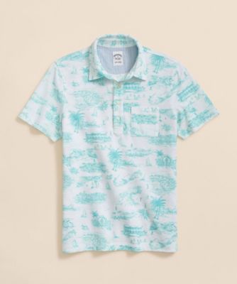 コットンピケ バミューダプリント ポロシャツ | Brooks Brothers