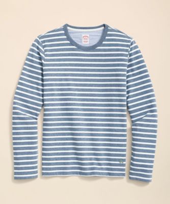 【SALE】Brooks Brothers/ブルックス ブラザーズ スウェードコットン GFロゴ マリナーストライプ ロングスリーブTシャツ 501ブルー トップス【三越伊勢丹/公式】