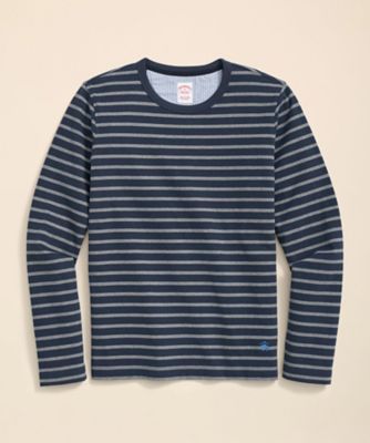 【SALE】Brooks Brothers/ブルックス ブラザーズ スウェードコットン GFロゴ マリナーストライプ ロングスリーブTシャツ 502ネイビー トップス【三越伊勢丹/公式】