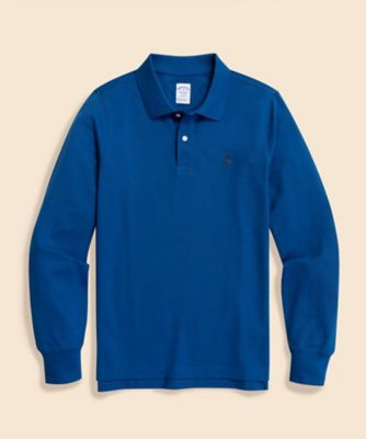 【BrooksBrothers】 スーピマコットン ロゴポロシャツ 紺 スーピマコットンストレッチ ピケ GFロゴ ポロシャツ Slim Fit