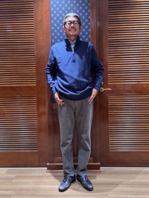 コットン フレンチリブ GFロゴ ハーフジップ モックネックプル