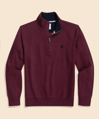 【送料無料】Brooks Brothers/ブルックス ブラザーズ コットン フレンチリブ GFロゴ ハーフジップ モックネックプルオーバー 821バーガンディー トップス【三越伊勢丹/公式】