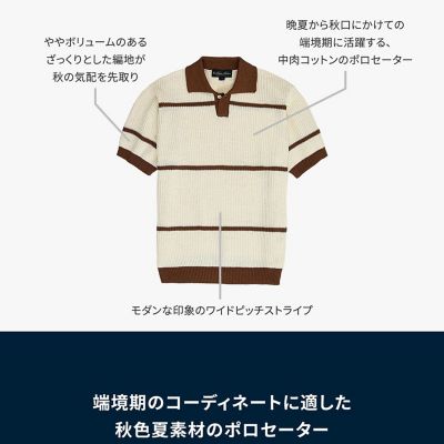 コットン ワイドピッチストライプ ポロセーター | Brooks Brothers