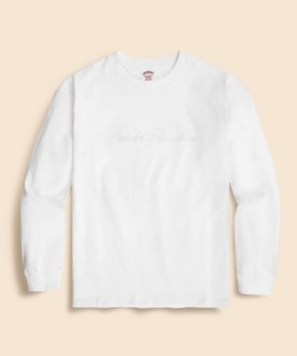 ＜Brooks Brothers＞ＵＳＡコットンジャージー　ヘビーウェイト　ロゴエンブロイダリー　ロングスリーブ　Ｔシャツ
