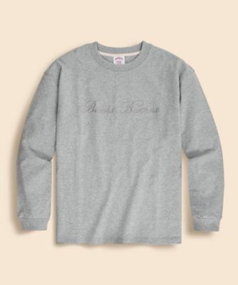 【送料無料】Brooks Brothers/ブルックス ブラザーズ USAコットンジャージー ヘビーウェイト ロゴエンブロイダリー ロングスリーブ Tシャツ 200グレー トップス【三越伊勢丹/公式】