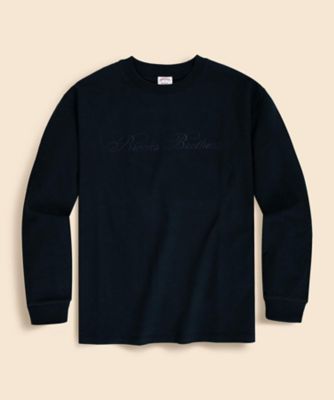 【送料無料】Brooks Brothers/ブルックス ブラザーズ USAコットンジャージー ヘビーウェイト ロゴエンブロイダリー ロングスリーブ Tシャツ 502ネイビー トップス【三越伊勢丹/公式】
