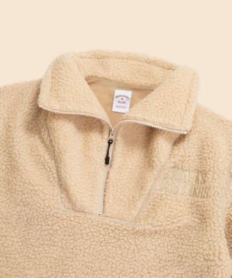 Brook フリース ブラウン ポリエステル フリース ハーフジップ モック