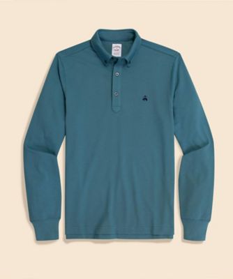 【送料無料】Brooks Brothers/ブルックス ブラザーズ コットン/ポリエステル ハイツイストピケ GFロゴ ロングスリーブポロシャツ 501ブルー トップス【三越伊勢丹/公式】