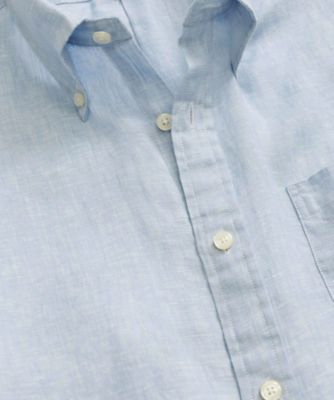 美品　ブルックスブラザーズ　シャツ　アイリッシュリネン　ブルー　ボタンダウン　L 美品 ブルックスブラザーズ シャツ アイリッシュリネン ブルー