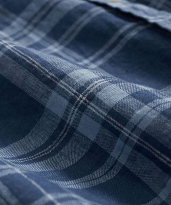 アイリッシュリネン チェック ショートスリーブ カジュアルシャツ