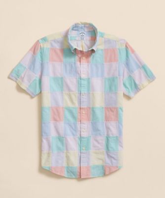 ＜Brooks Brothers＞コットン　マドラスパッチワーク　キャンディストライプ　カジュアルシャツ　Ｒｅｇｕｌａｒ　Ｆｉｔ