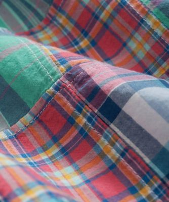 コットン マドラスパッチワーク ショートスリーブ カジュアル