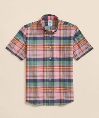【SALE】Brooks Brothers/ブルックス ブラザーズ コットン マドラスチェック ショートスリーブ カジュアルシャツ Regular Fit 801ピンク トップス【三越伊勢丹/公式】