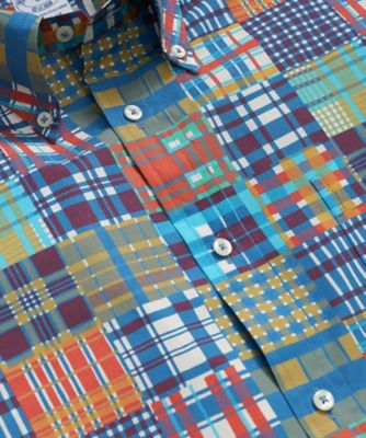 ブルックスブラザーズ（Brooks Brothers）/コットン　マドラスパッチワーク　ショートスリーブ　カジュアルシャツ　Regular Fit コットンポプリン マドラスパッチワークプリント ショートスリーブ