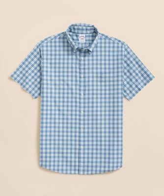 【SALE】Brooks Brothers/ブルックス ブラザーズ コットンポプリン シーズナルパターン ショートスリーブ フライデーシャツ 14ホワイト×ネイビー トップス【三越伊勢丹/公式】