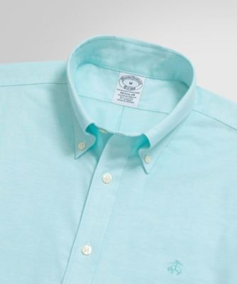 BROOKS BROTHERS ワンポイント刺繍ロゴ オックスフォードシャツ ブルックスブラザーズ 美品 半袖BDシャツ オックスフォード 刺繍
