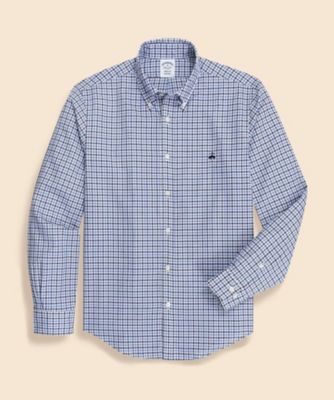 【送料無料】Brooks Brothers/ブルックス ブラザーズ ラグジュアリー コットンツイル GFロゴ チェック カジュアルシャツ Regular Fit 501ブルー トップス【三越伊勢丹/公式】