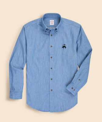 ＜Brooks Brothers＞◆オンラインストア限定◆　　コットン　ライト　デニム　ビッグＧＦロゴ　カジュアルシャツ　Ｔｒａｄｉｔｉｏｎａｌ　Ｆｉｔ