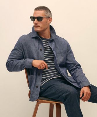 ブルックスブラザーズ　テーラードジャケット　イタリア製生地　コットン　XL BROOKS BROTHERS ブルックスブラザーズ 金ボタン CANONICO生地