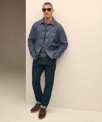 Brooks Brothers イタリア製 コットン ジャケット 42R ポリエステル/コットン ポプリン シングル2釦 アンコン