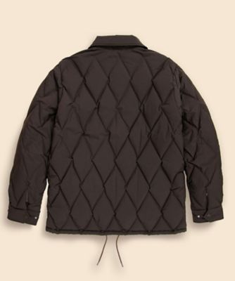 BACKLUSH　ネイビー ダウンジャケット キルティング　3（L) NO ID.（ノーアイディ）の「mj6525-レザーキルティングダウン