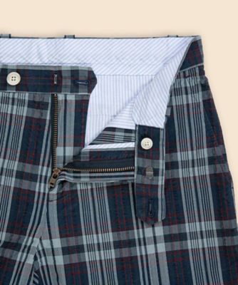 コットン シアサッカー マドラスチェック プレーンフロント 7in