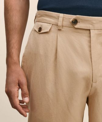 リネン／コットン プリーテッド ワイドパンツ PLT | Brooks