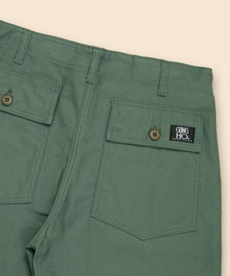 【A465】ファティーグトラウザーズパンツ  TENDERLOIN グリーン Brooks Brothers×GUNG HO コットン ファティーグ