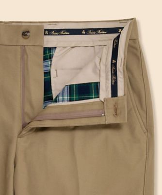 コットン フランネルライニング プレーンフロント チノパンツ