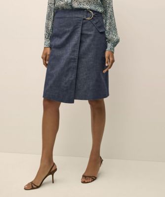 ＜Brooks Brothers＞ストレッチコットン　デニム　Ａラインラップスカート
