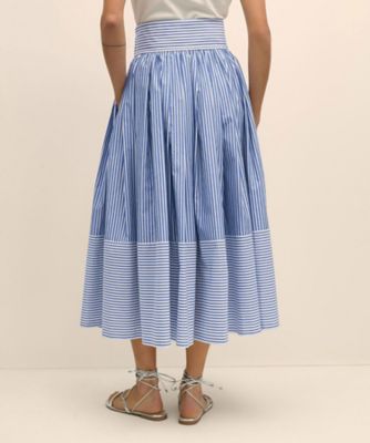 コットン ストライプ ボウウエストベルト マキシスカート | Brooks